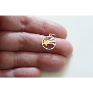 Sterling Silver Shooting Star Charm with Bronze Star, Shooting Star Charm